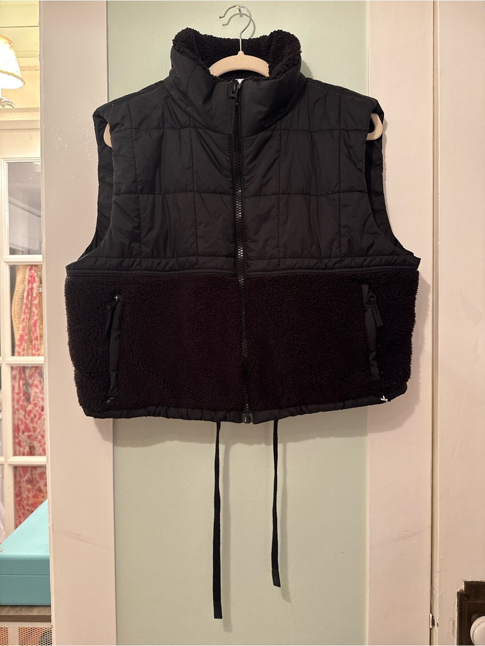 JoyLab Black Quilted & Sherpa Vest